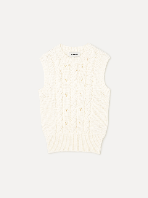 Vova cable knit vest white