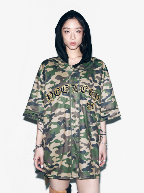 APPLIQUE MESH BASEBALL JACKET CAMO