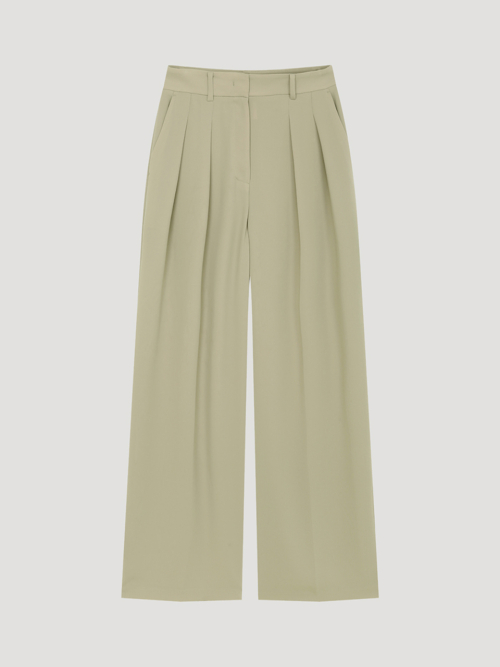 Длинные широкие брюки с двумя складками Beige