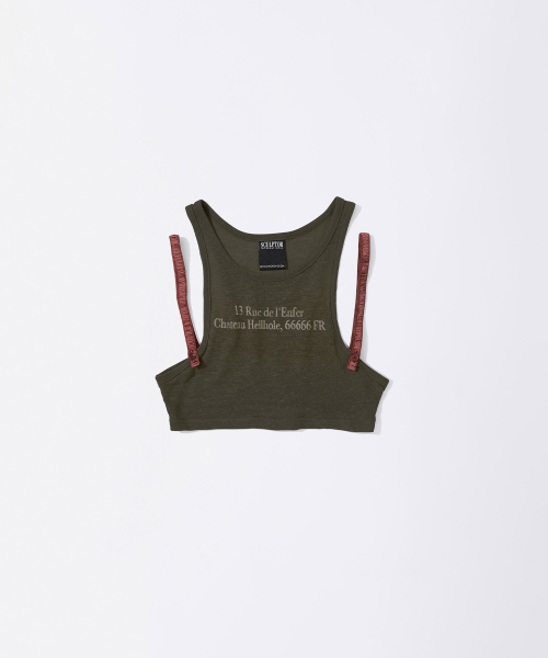 Zip 66666 Underboob Tank Khaki