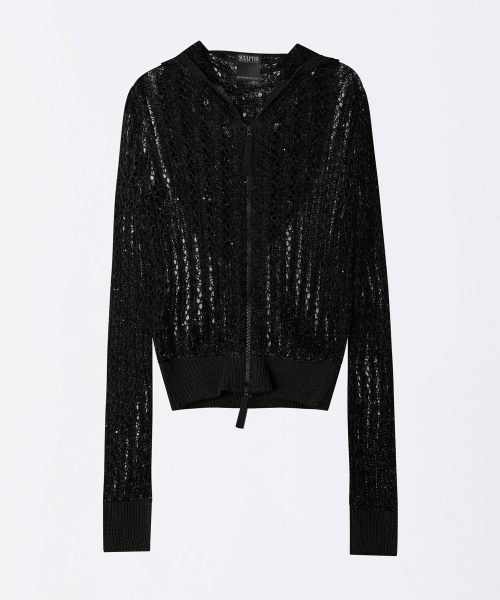 Hooded Zip-Up Knit Charcoal