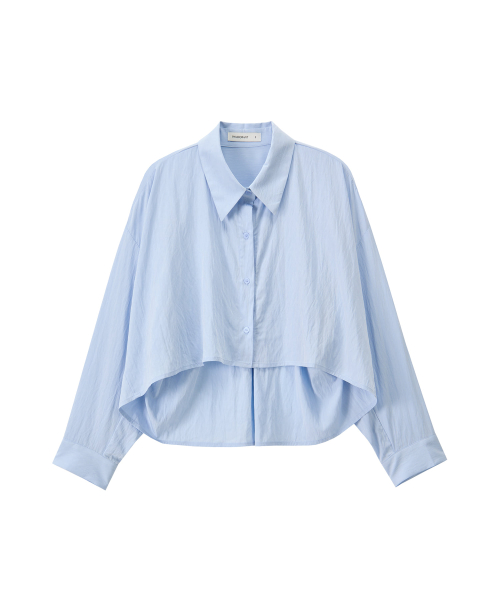 Unbalance Crop Shirts (sky blue)