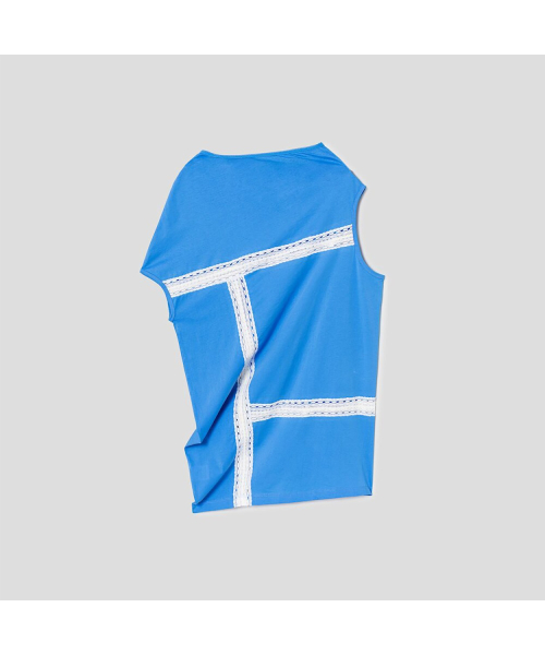 Lace Patch Long Tshirt Blue