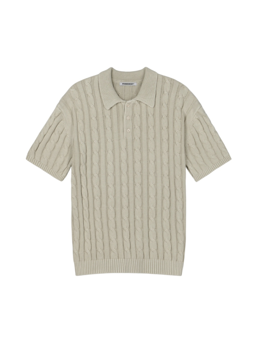 Вязаное поло с косами Cable Dying Beige