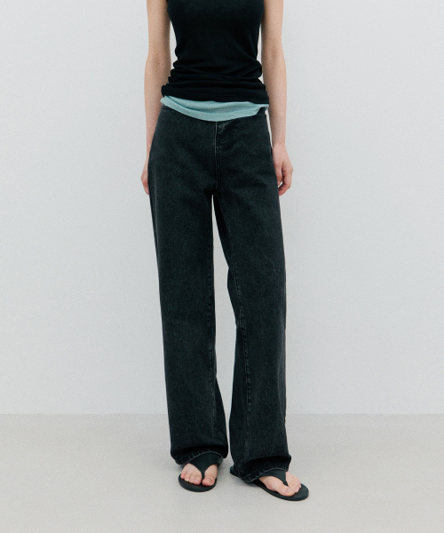 하네() 릴랙스드 핏 데님 팬츠_Black 상품 이미지