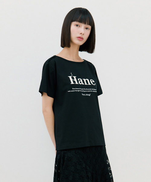하네() [THE H] 레이스 보트넥 티셔츠_Black Ink 상품 이미지