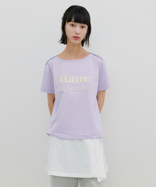 하네() [THE H] 레이스 보트넥 티셔츠_Lavender 상품 이미지