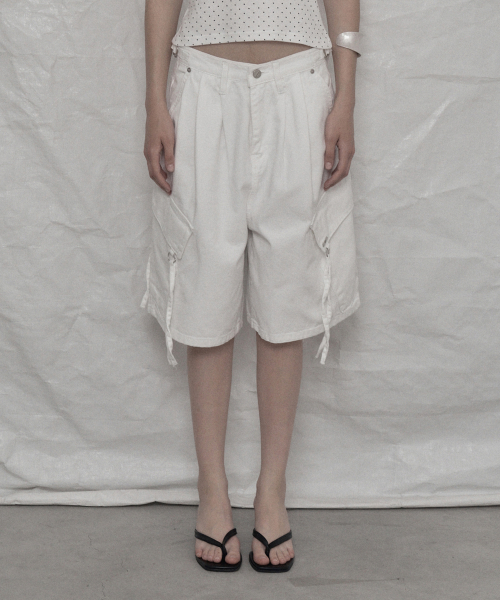 CARGO WIDE BERMUDA PANTS WHITE