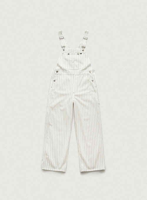 Hickory Striped Denim Overall_White
