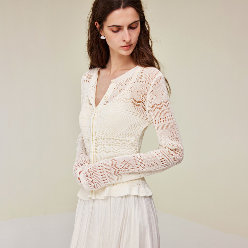 YY_Hollow crochet knitted cardigan