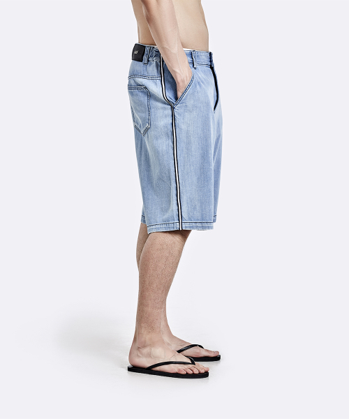 Taping Denim Shorts - Light Blue