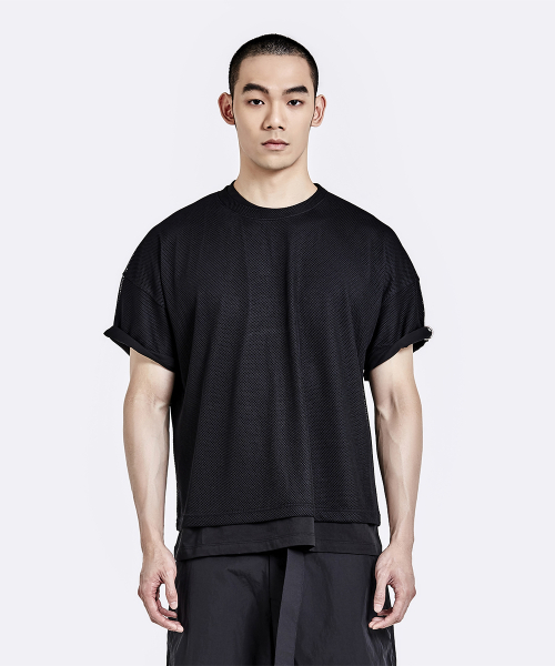 Layered Mesh T-shirt - Black