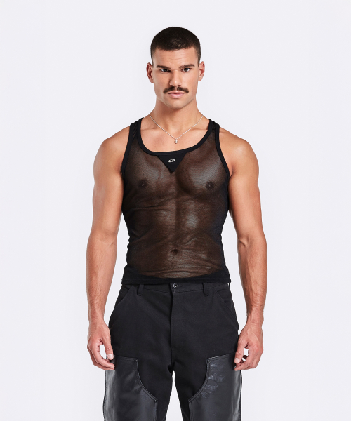 Mesh Metal Logo Sleeveless - Black