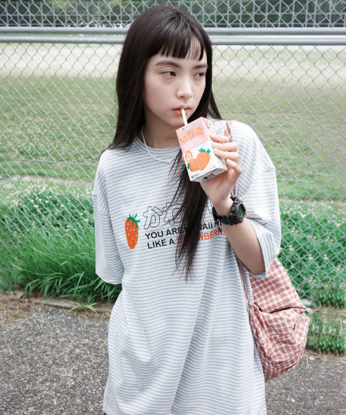 Tシャツ・カットソー [WONDERVISITOR] KAWAii Overfit T-shirt 원더비지터(WONDERVISITOR) KAWAii Overfit T-shirt [Blue