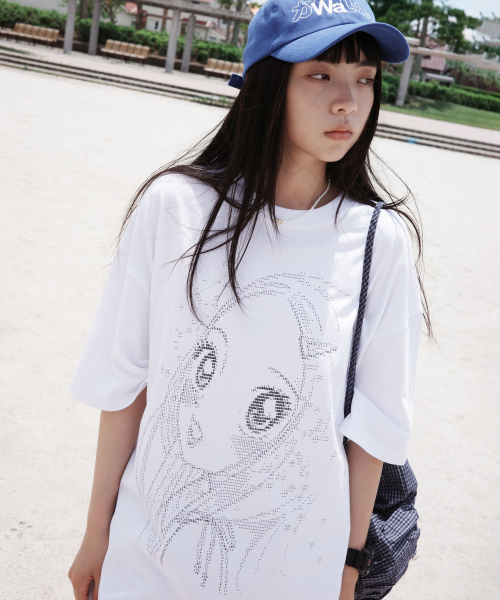 Tシャツ・カットソー [WONDERVISITOR] Ascii Heesu Overfit T-shirt 원더비지터(WONDERVISITOR) Ascii Heesu Overfit T-shirt [White