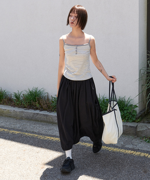 Soft stripe sleeveless top_GREY