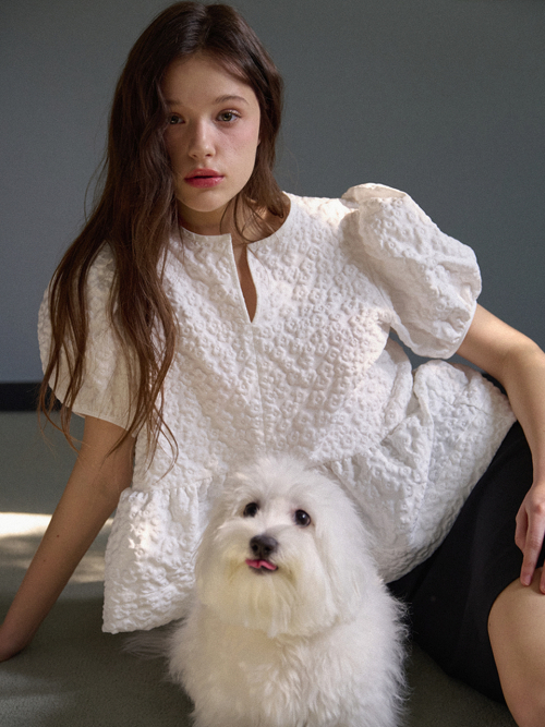 Блузка с пышными рукавами Daisy Jacquard [White]