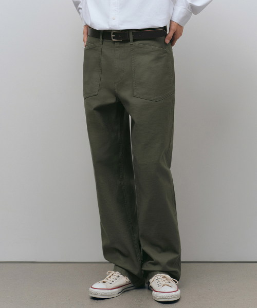 BACK SATIN BAKER PANTS [KHAKI]