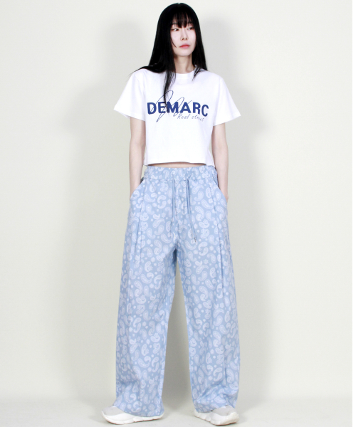 PAISLEY SIDE ONETUCK WIDE PANTS SKY BLUE