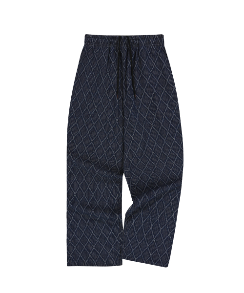 Waffle Jaquard Denim Pants Deep Blue