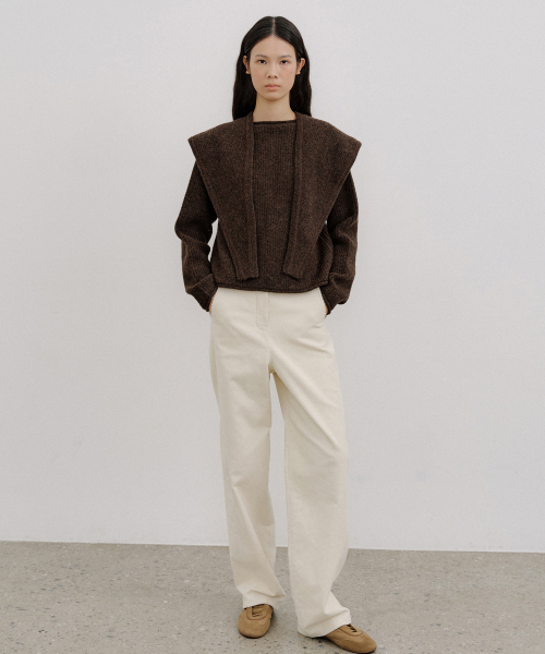 CURVED CORDUROY PANTS_CREAM