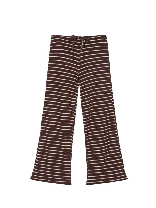 Lowrise terry stripe pants - brown