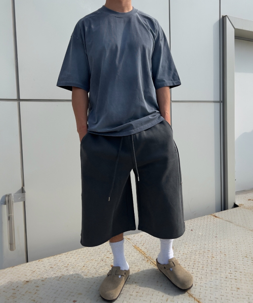 Edition7. Smoke Washing OverFit Pigment Short-Sleeved T-shirt (Deep Navy)