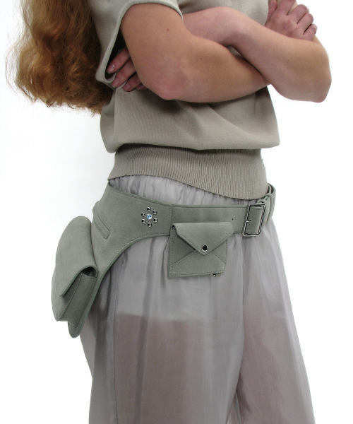 MUSINSA | PARTIMENTO WOMEN Layered Holster Pocket Belt_Dusty Mint