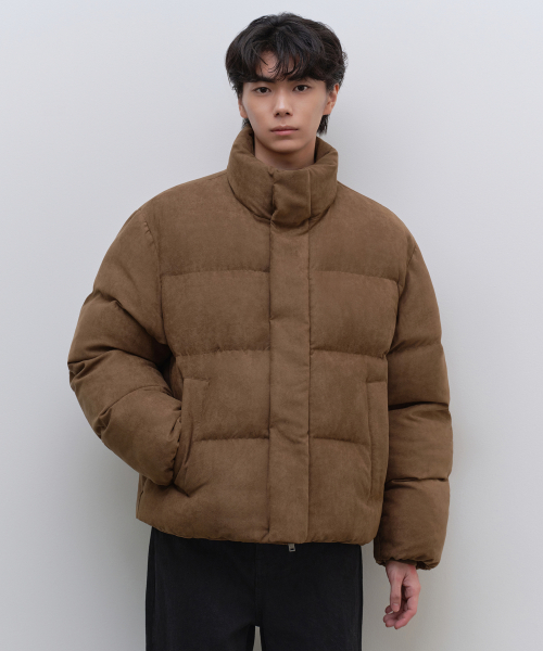 무신사 스탠다드() 데일리 푸퍼 신세틱 스웨이드 숏 패딩 재킷 [라이트 브라운] 상품 이미지
