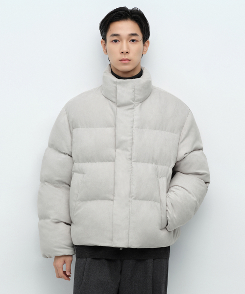 무신사 스탠다드() 데일리 푸퍼 신세틱 스웨이드 숏 패딩 재킷 [더스티 크림] 상품 이미지
