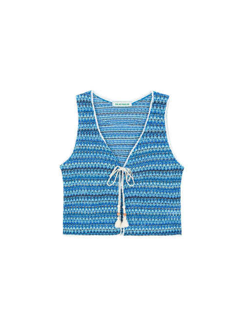 Lace jacquard vest - blue