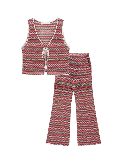 Lace jacquard set - burgundy