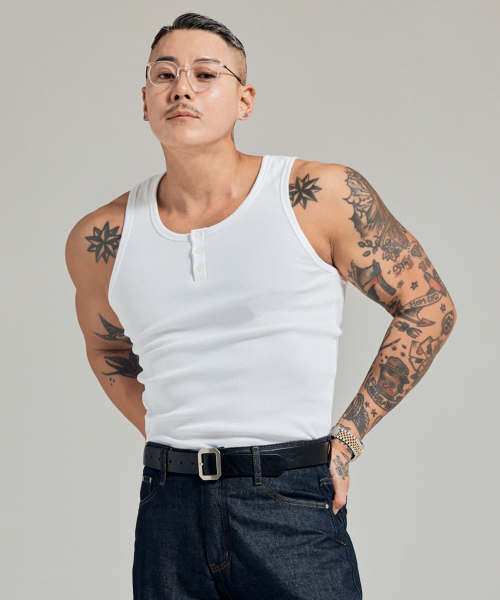 Мужская майка Venom Henley Muscle (White)