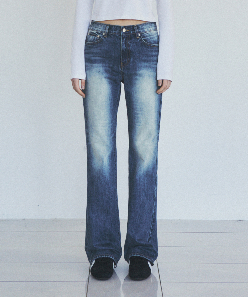 Узкие джинсы клеш Vintage Washed CTD406 (Blue)