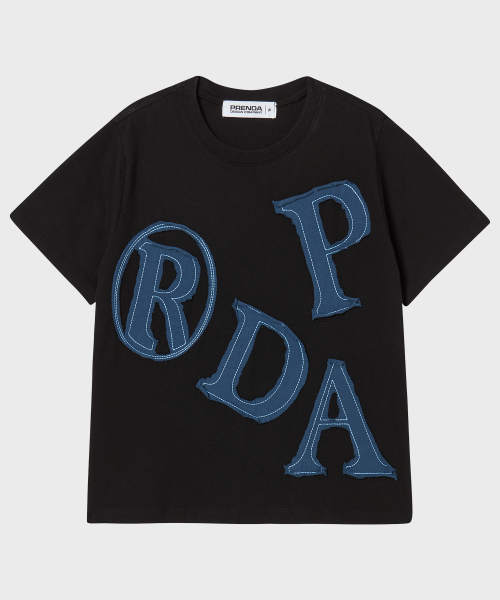 프렌다(PRENDA) PRDA BIG PATCH CREWNECK TEE BLACK - 사이즈