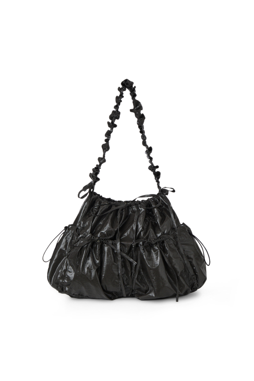DEINET COATING SHIRRING BAG IN BLACK