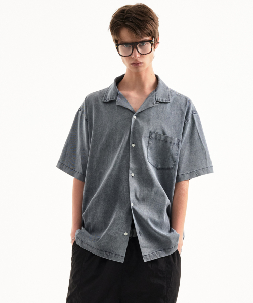 Рубашка с открытым воротником deep washing INDIGO