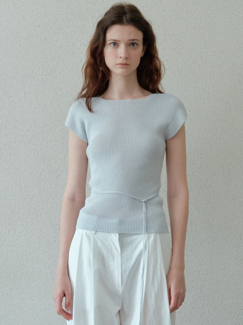 рубчатый cap sleeveless трикотажный топ (light синий)