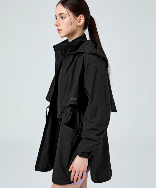 Лёгкий анорак с шнурком и капюшоном, Black XFK1JL1103