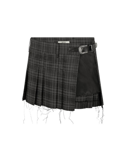 Layered Short Check Skirt_[Charcoal]