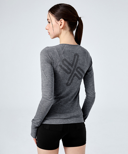 Бесшовный лонгслив в сетку с вырезом для пальца Medium Heather Gray XFK1TL1003