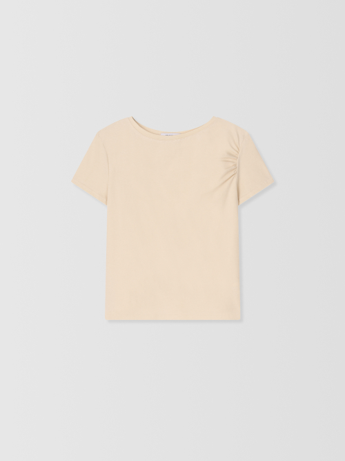 Shelley Shirring T-Shirt_Cream
