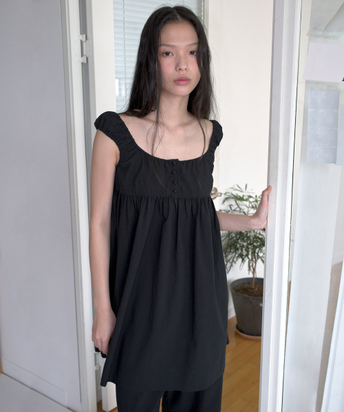 COTTON BABY DOLL DRESS_BLACK