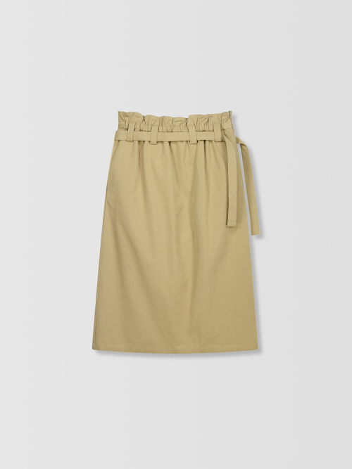 Tulip Belted Cotton Midi Skirt _ Beige