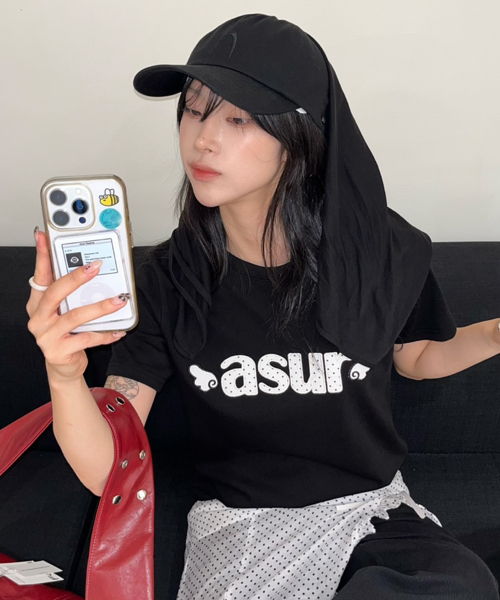 애즈유아() 시그니처 엔젤핏 티셔츠 블랙 상품 이미지