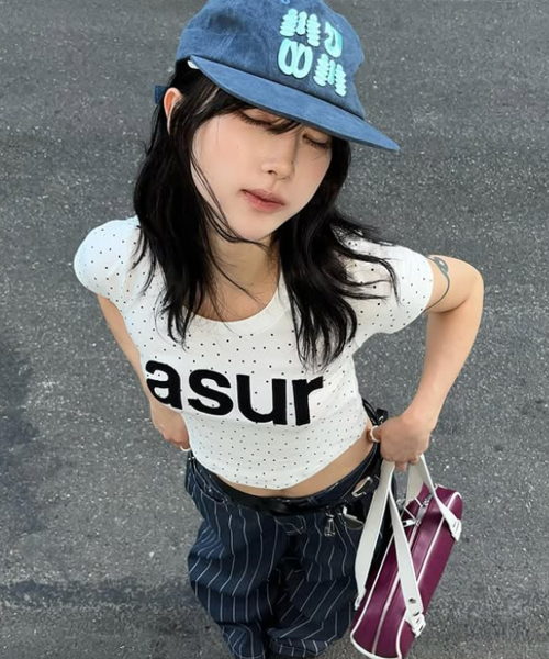 애즈유아() 모노 라인 슬림 티셔츠 스타 화이트 상품 이미지