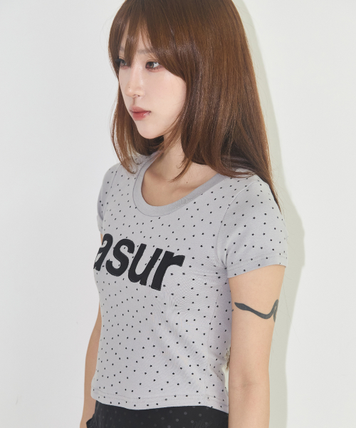 애즈유아() 모노 라인 슬림 티셔츠 스타 그레이 상품 이미지