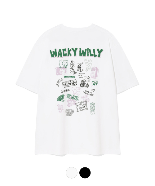 MUSINSA | WACKY WILLY Multi Graphic Short Sleeve T-Shirt (2 colors)