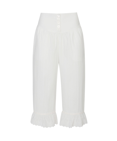 Nina Button Frill Pants (White)