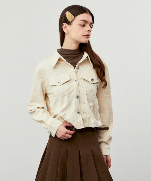 Corduroy Vest Jacket Set Up (BEIGE)